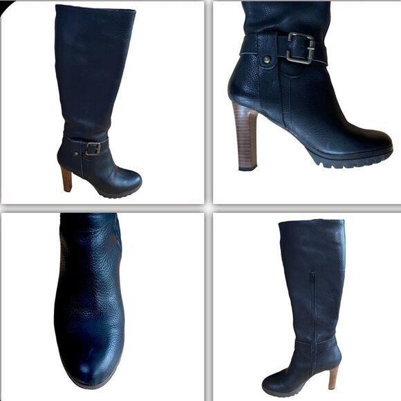 Black Heeled Boots with Buckle Detail - Picture 8 of 16